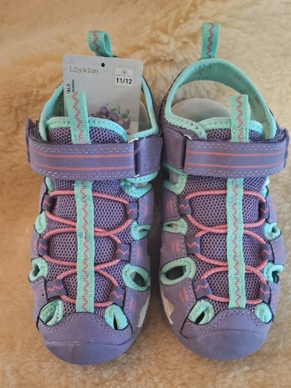 Lily & Dan Kids' Purple Water Shoes with Teal Accents